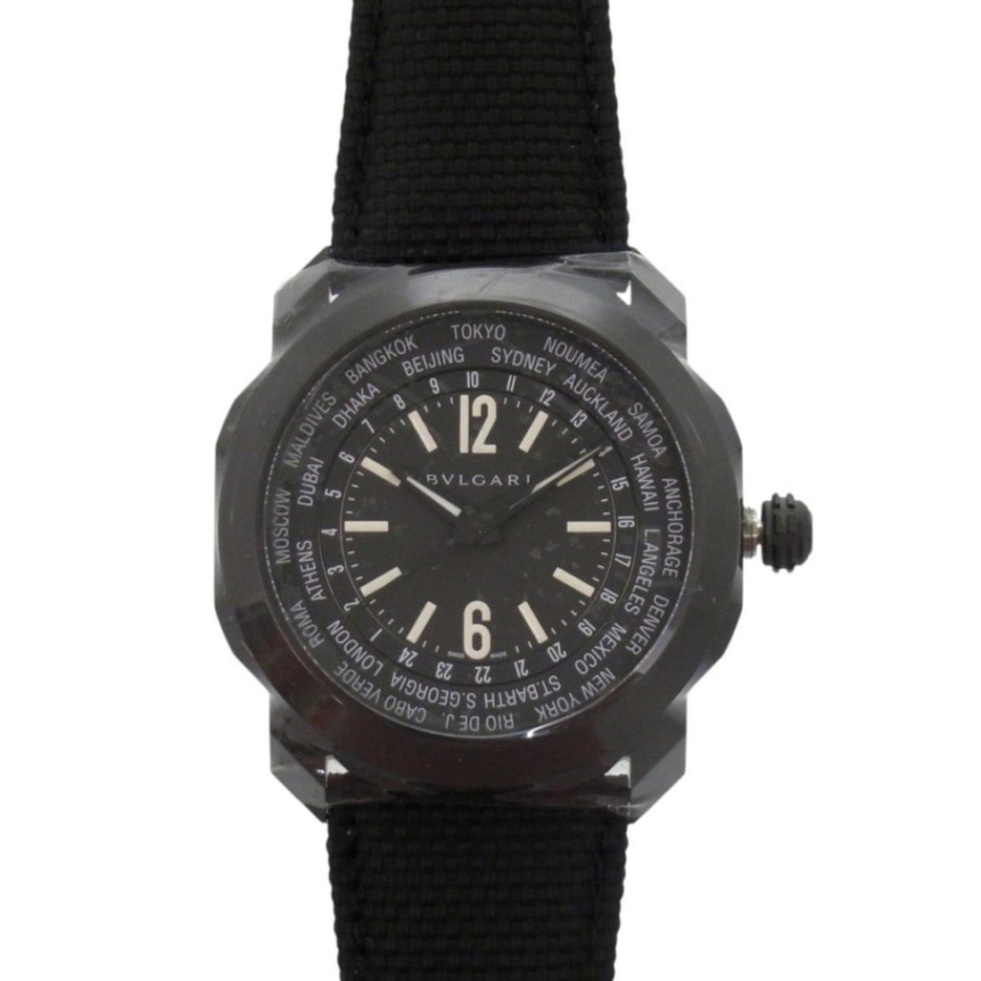 Like new Bvlgari Octo Roma World Timer OC41SWT Stainless Steel Rubber Black Automatic Watch with: --- Catalog ---Category: SizeWrist Size: 17cm - 20cm / 6.69'' - 7.87''Case Diameter: 41mm / 1.61''Category: DesignType: WristwatchGender: MenColor (Dial): BlackMaterial (Band): Rubber, Stainless