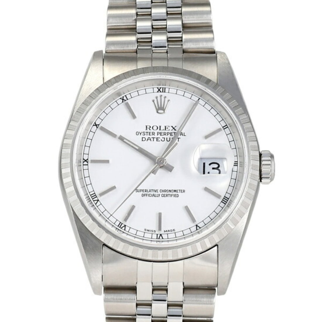 ROLEX Datejust 36 16220 White Bar Dial Watch Men's __: --- Catalog ---Category: SizeWrist Size: 19cm / 7.48''Case Diameter: 36mm / 1.42''Category: DesignType: WristwatchGender: MenColor (Dial): WhiteMaterial (Band): Stainless steelMaterial (Case):