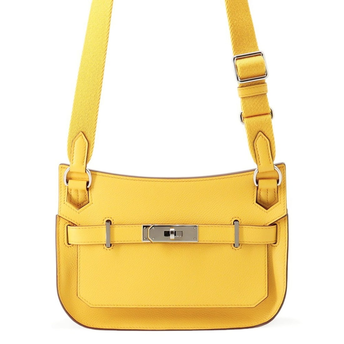 Hermes Hermès Gypsy Mini Jaune Ambre/Evercolor W Stamp: --- Catalog ---Category: SizeWeight: 380g / 13.4oz.Size (HxWxD): 15cm x 22cm x 5.5cm / 5.9'' x 8.66'' x 2.16''Category: DesignType: Shoulder bagColor: JauneGender: WomenClosure: FlapHardware Color: