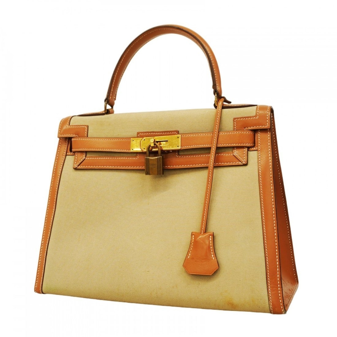 Hermes handbag Kelly 28 box calf toile officier beige gold ?P stamp ladies: --- Catalog ---Category: SizeSize (HxWxD): 22cm x 29cm x 12cm / 8.66'' x 11.41'' x 4.72''Category: DesignType: HandbagColor: Beige, GoldGender: WomenMaterial: Box calf leather , Toile officier Hardwar