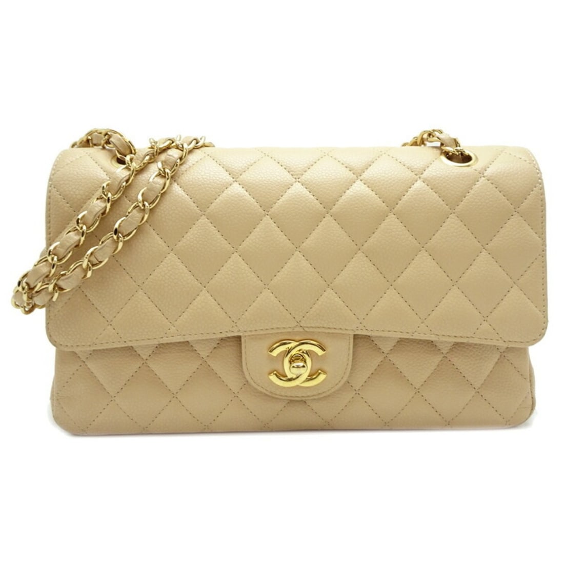 Chanel Matelasse 25 Chain Shoulder Women's Bag A01112 Caviar Skin Beige (1 of 10)