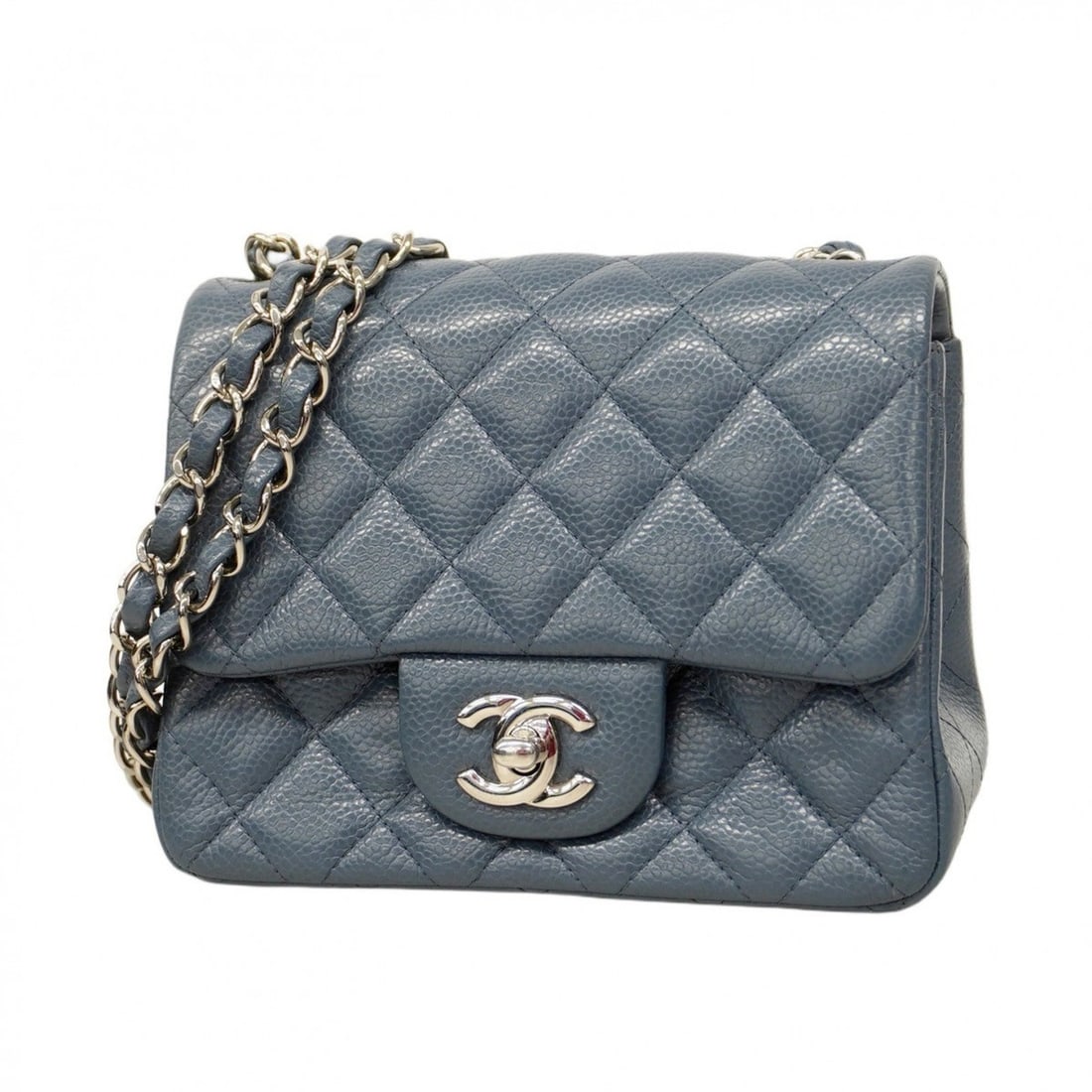 Chanel Shoulder Bag, Matelasse, Chain Shoulder, Caviar Skin, Blue Gray, Women's (1 of 10)