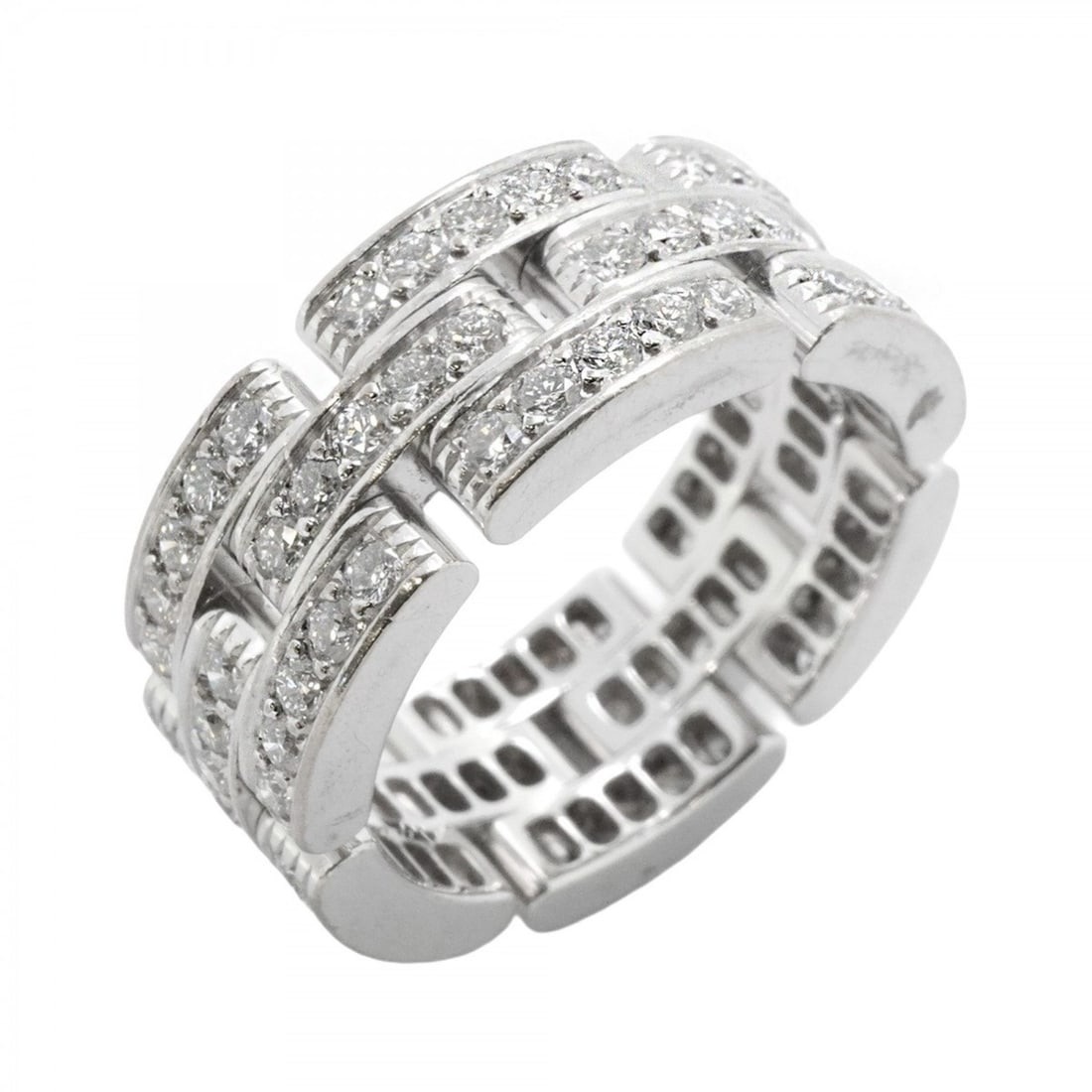 Cartier Ring Maillon Panthere Full Diamond K18WG White Gold #53 Ladies: --- Catalog ---Category: SizeUS Size: 6.5Brand Size: 53Category: DesignType: Band ringStone: DiamondGender: WomenMaterial: White gold (18K)Category: GeneralBrand: Cartier--- Item List ---Section: Cond
