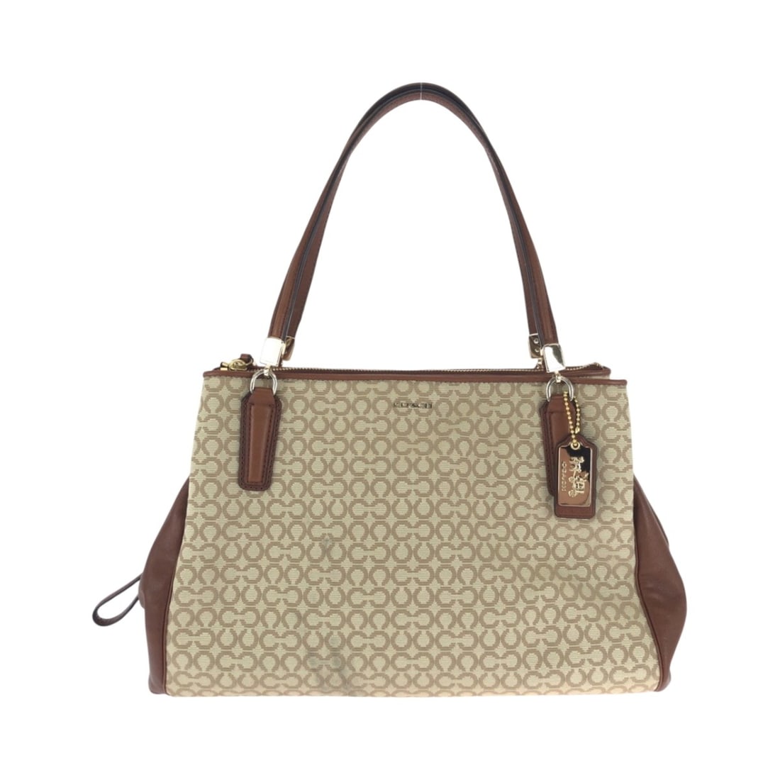 COACH Madison Op Art Brown Beige Gold Hardware Canvas Handbag Shoulder Bag for Women: --- Catalog ---Category: SizeSize (HxWxD): 24.5cm x 38cm x 8cm / 9.64'' x 14.96'' x 3.14''Category: DesignType: Handbag, Shoulder bagColor: Beige, BrownGender: WomenMaterial: Canvas Hardware Color: Go