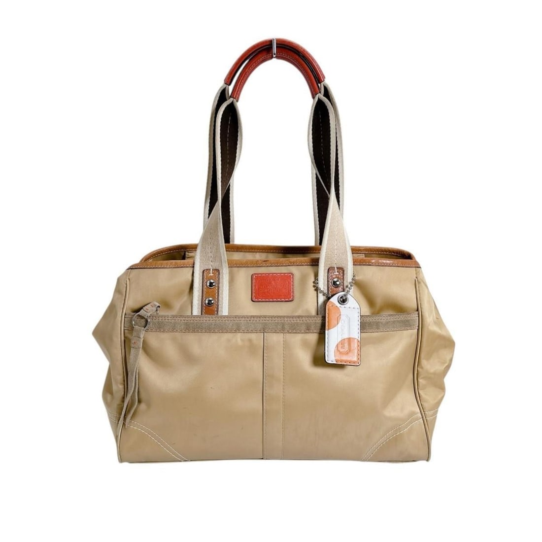 Coach Signature Nylon Tote Bag in Gold (MO682-10663): --- Catalog ---Category: SizeSize (HxWxD): 22cm x 33cm x 13cm / 8.66'' x 12.99'' x 5.11''Category: DesignType: Handbag, Tote bagColor: GoldGender: WomenMaterial: Signature line Category: GeneralMPN: M
