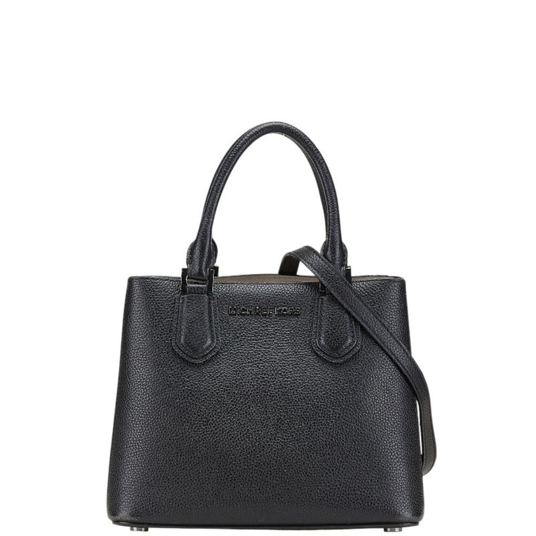 Michael Kors logo handbag/shoulder bag, 2-way, black leather, women's. (1 of 13)