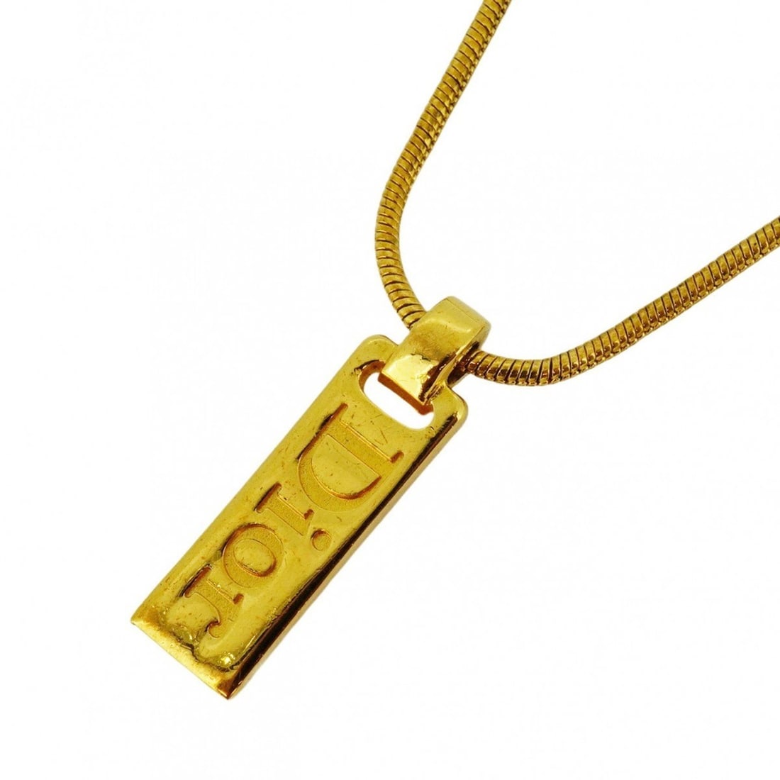 Christian Dior Necklace Plate GP Plated Gold Ladies: --- Catalog ---Category: SizePendant Size: 26.3mm x 7.3mm / 1.03'' x 0.28''Neck Circumference: 39 cm - 43.5 cm / 15.35'' - 17.12''Category: DesignColor: GoldGender: WomenMaterial: Gold platingNecklace