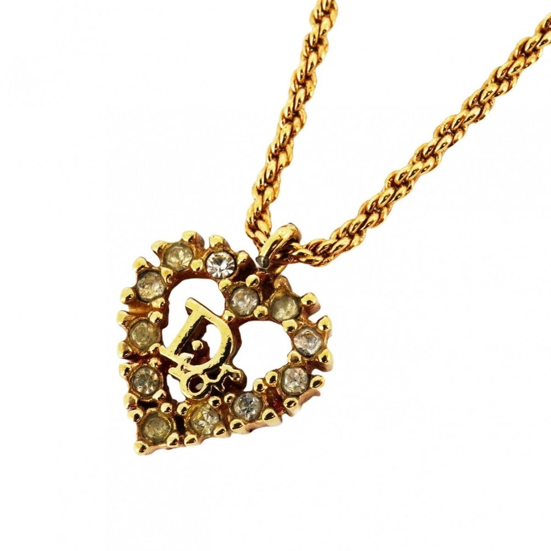 Christian Dior Necklace Heart Motif GP Plated Rhinestone Gold Ladies: --- Catalog ---Category: SizePendant Size: 15.5mm x 13mm / 0.61'' x 0.51''Neck Circumference: 39 cm - 44 cm / 15.35'' - 17.32''Category: DesignColor: GoldStone: RhinestoneGender: WomenMaterial: Gold p