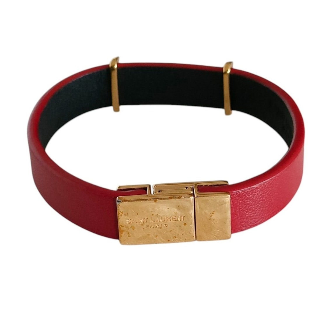 Yves Saint Laurent SAINT LAURENT PARIS Saint Laurent Paris Opium Leather YSL Metal Logo Bracelet (1 of 10)