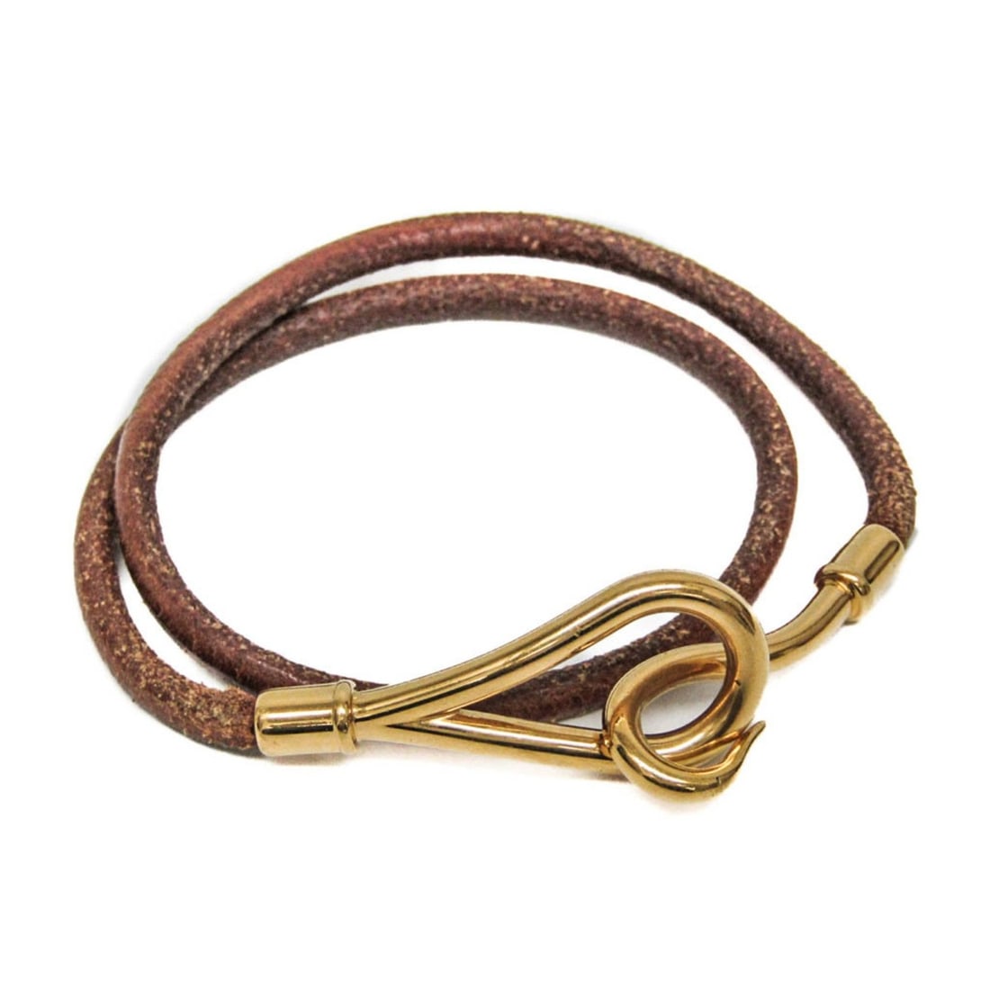 Hermes Jumbo Choker Leather,Metal Bangle Brown,Gold: --- Catalog ---Category: SizeLength: 16cm / 6.29''Total Length: 36.5cm / 14.37''Category: DesignType: BangleColor: Brown, GoldStone: No StoneStyle: FashionGender: Men,WomenMaterial: Leather, MetalCate