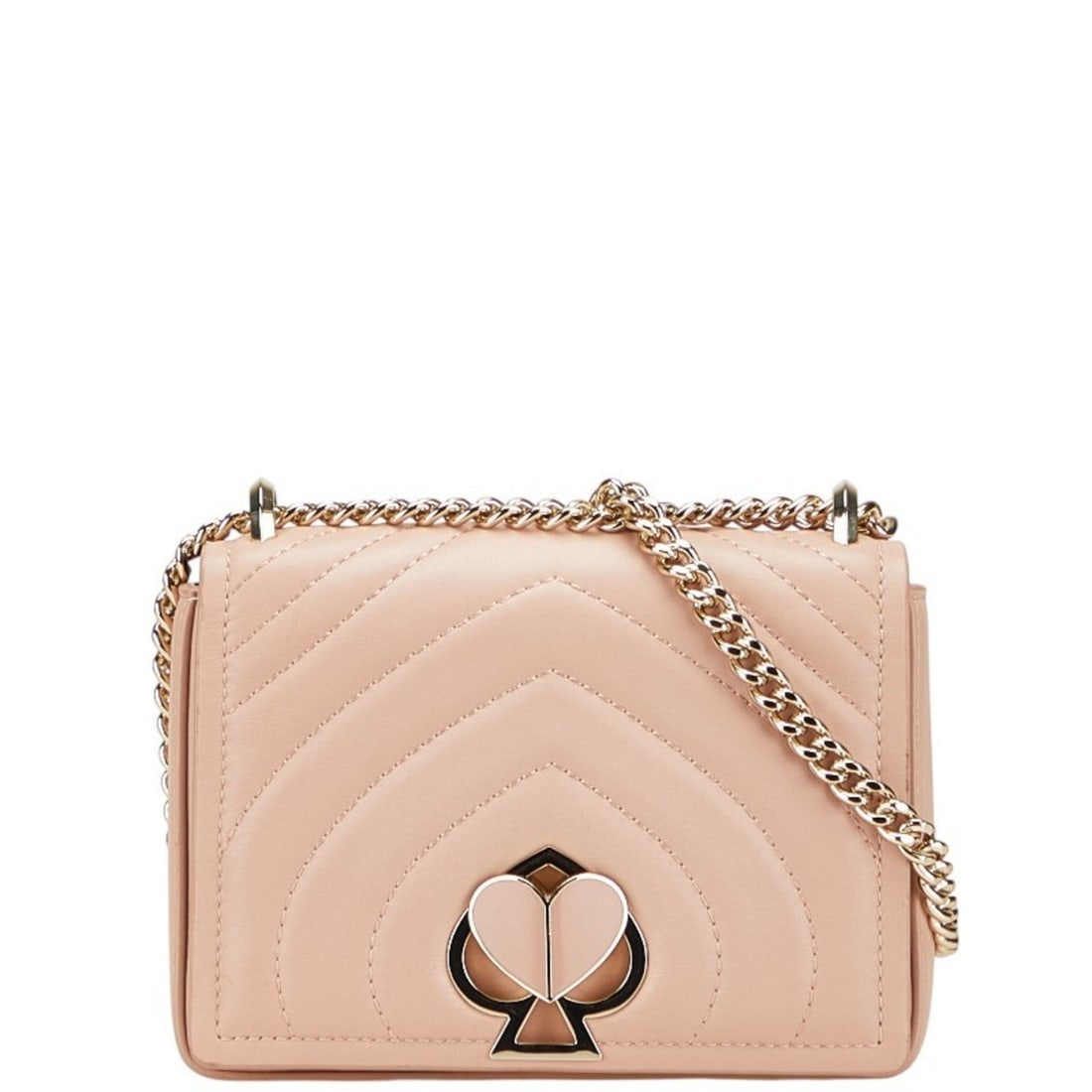Kate Spade Nicola Amelia Small Chain Shoulder Bag in Pink Beige Lambskin.: --- Catalog ---Category: SizeStrap Drop: 51cm / 20.07''Size (HxWxD): 14cm x 18.5cm x 4.5cm / 5.51'' x 7.28'' x 1.77''Category: DesignType: Shoulder bagColor: Pink beigeGender: WomenClosure: Turn lockM