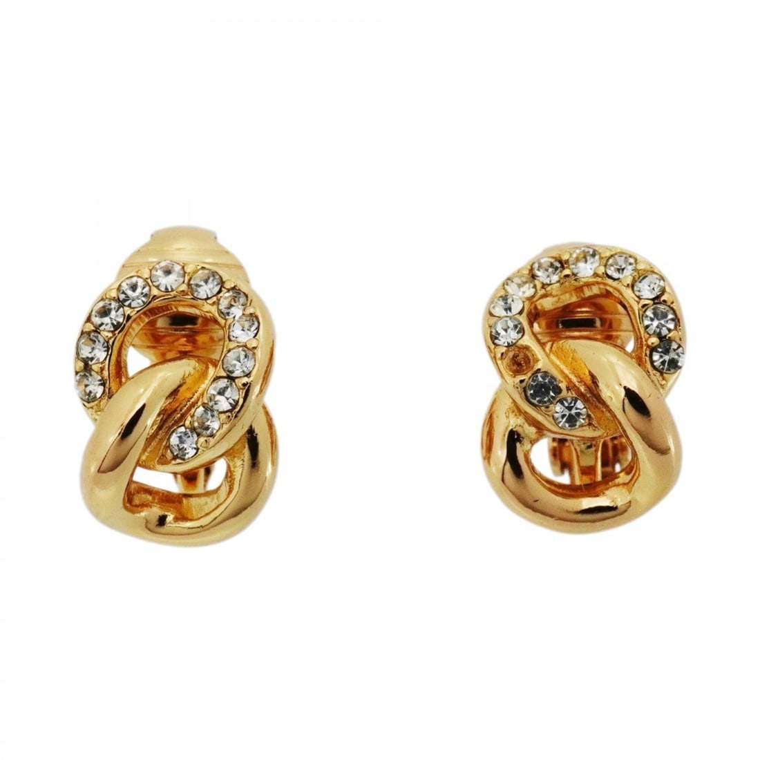 Christian Dior Earrings, GP Plated, Rhinestone, Gold, Women's, P2632132 (1 of 9)