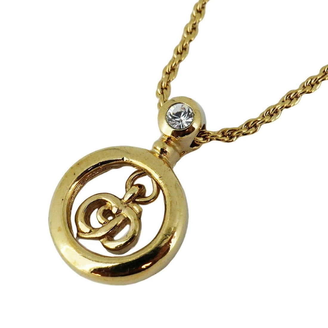 Christian Dior Necklace Circle GP Plated Rhinestone Gold Ladies: --- Catalog ---Category: SizePendant Size: 21.1mm x 13.5mm / 0.83'' x 0.53''Neck Circumference: 38 cm - 44 cm / 14.96'' - 17.32''Category: DesignColor: GoldStone: RhinestoneGender: WomenMaterial: Gold
