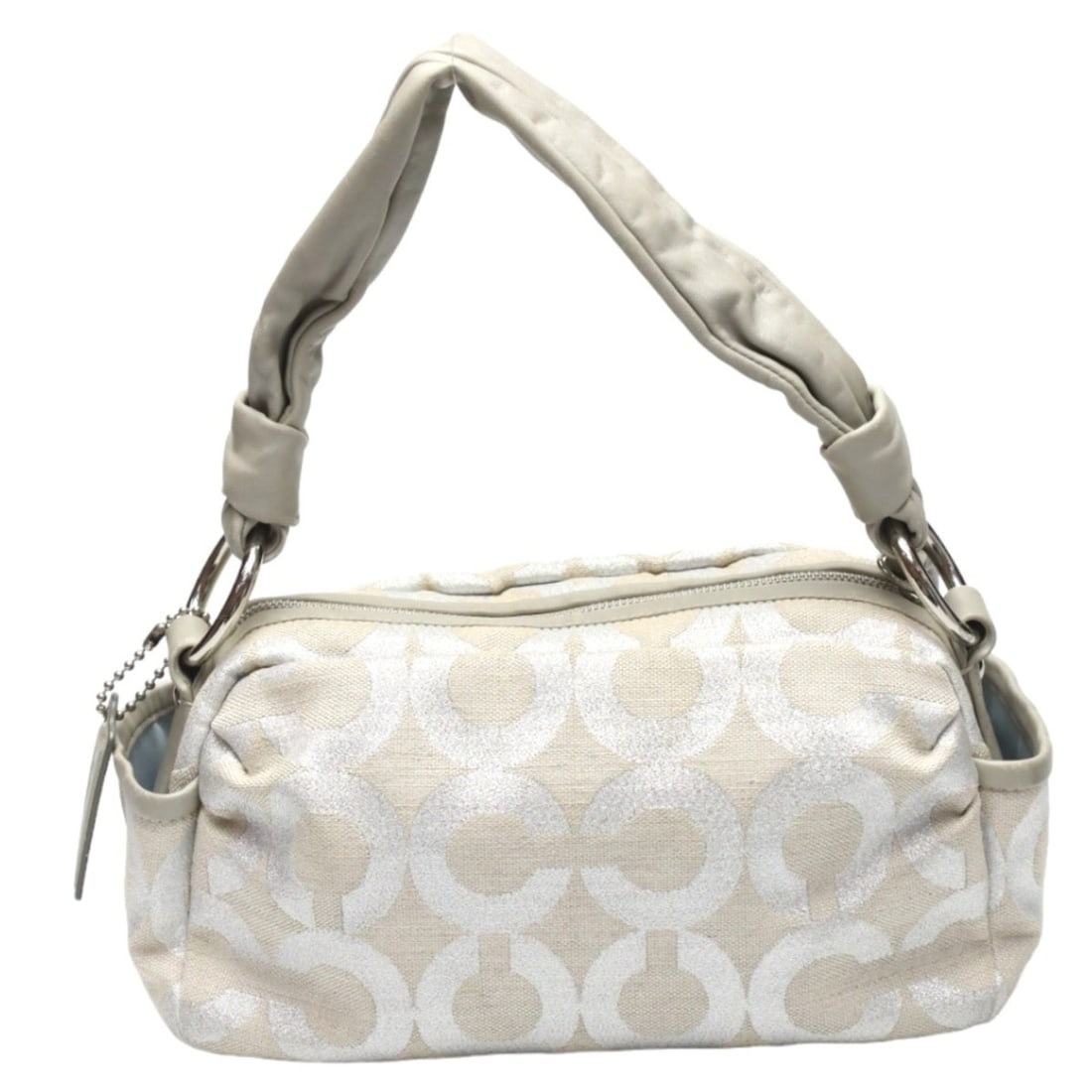 Coach Op Art Glitter Leather One-Shoulder Parka Shoulder Bag 13507 Silver/Gray (1 of 20)