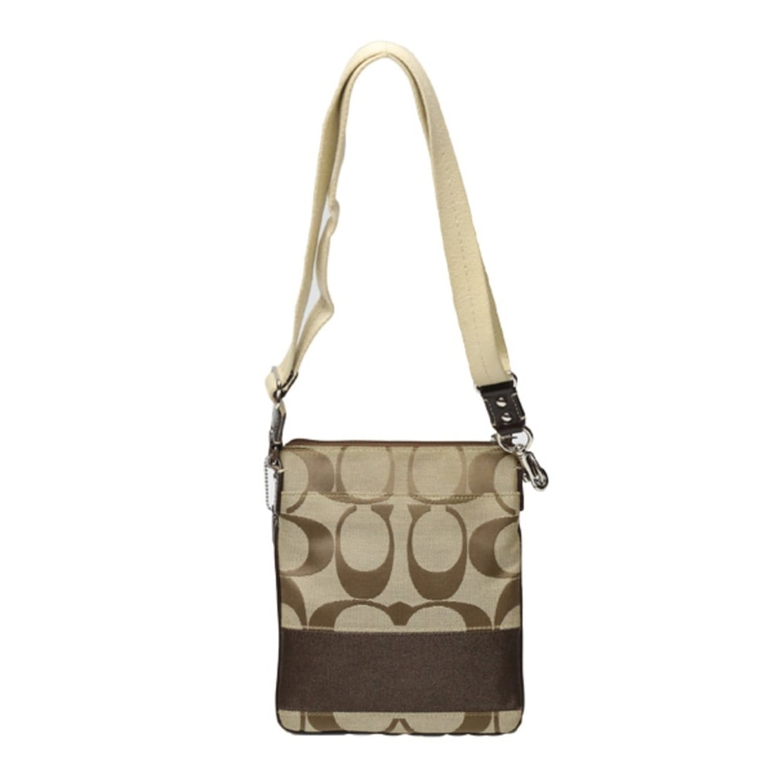 Coach Signature Swing Shoulder Bag in Khaki Leather: --- Catalog ---Category: SizeSize (HxWxD): 22cm x 18.5cm x 1cm / 8.66'' x 7.28'' x 0.39''Category: DesignType: Shoulder bagColor: KhakiGender: WomenMaterial: Leather Category: GeneralBrand: Coach--- I