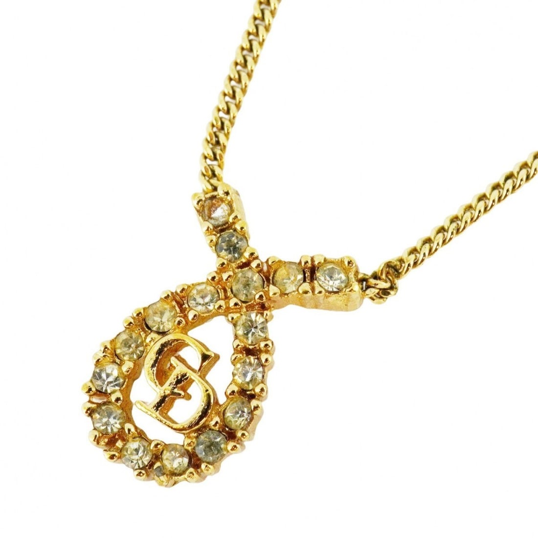 Christian Dior Necklace GP Plated Rhinestone Gold Ladies: --- Catalog ---Category: SizePendant Size: 17.7mm x 12.9mm / 0.69'' x 0.5''Neck Circumference: 39 cm - 44.5 cm / 15.35'' - 17.51''Category: DesignColor: GoldStone: RhinestoneGender: WomenMaterial: Gol
