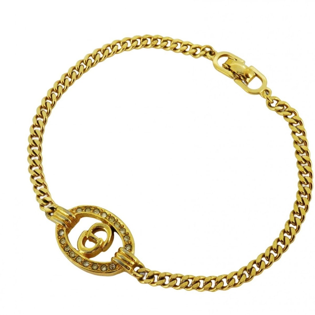 Christian Dior Bracelet Oval GP Plated Rhinestone Gold Ladies: --- Catalog ---Category: SizeLength: 18.5cm / 7.28''Category: DesignType: Charm braceletColor: GoldStone: RhinestoneGender: WomenMaterial: Gold platingCategory: GeneralBrand: Christian Dior--- Item Li