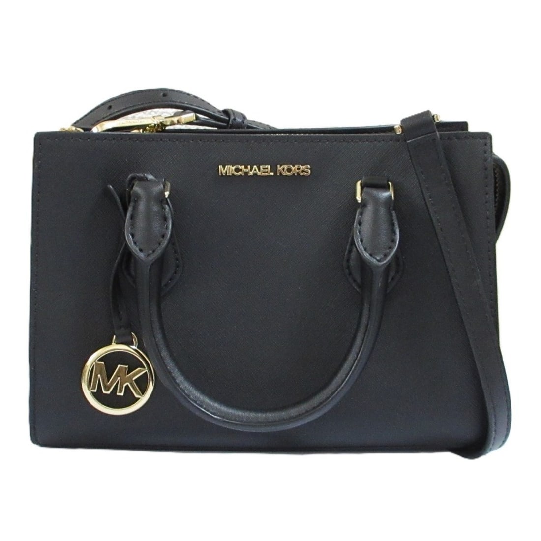 MICHAEL KORS Michael Kors Sheila Small Center Zip Satchel 2WAY Handbag Shoulder Bag Black Gold (1 of 17)