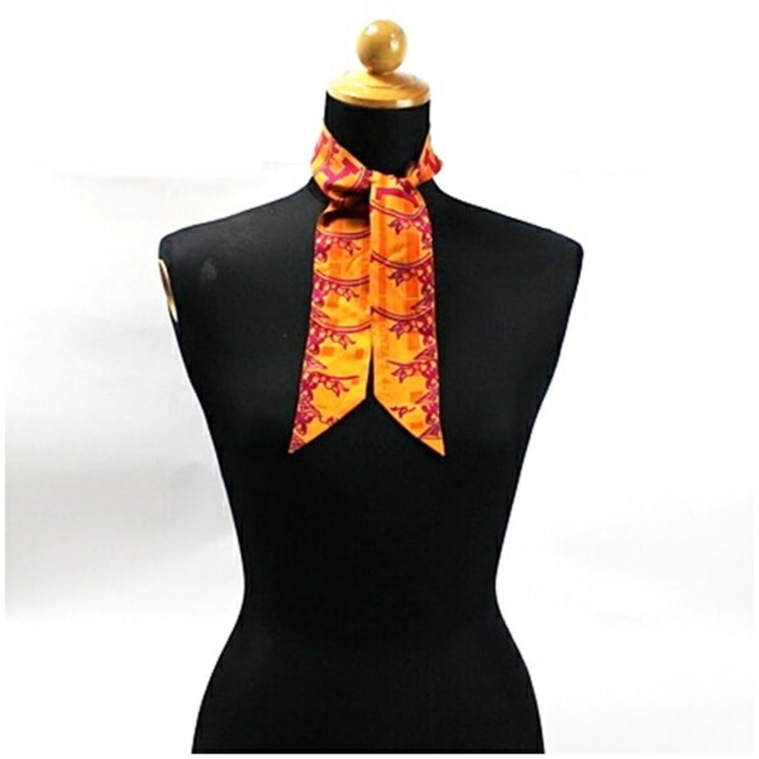 Hermes Twilly Scarf Muffler Orange HERMES Women's Ponytail (1 of 9)