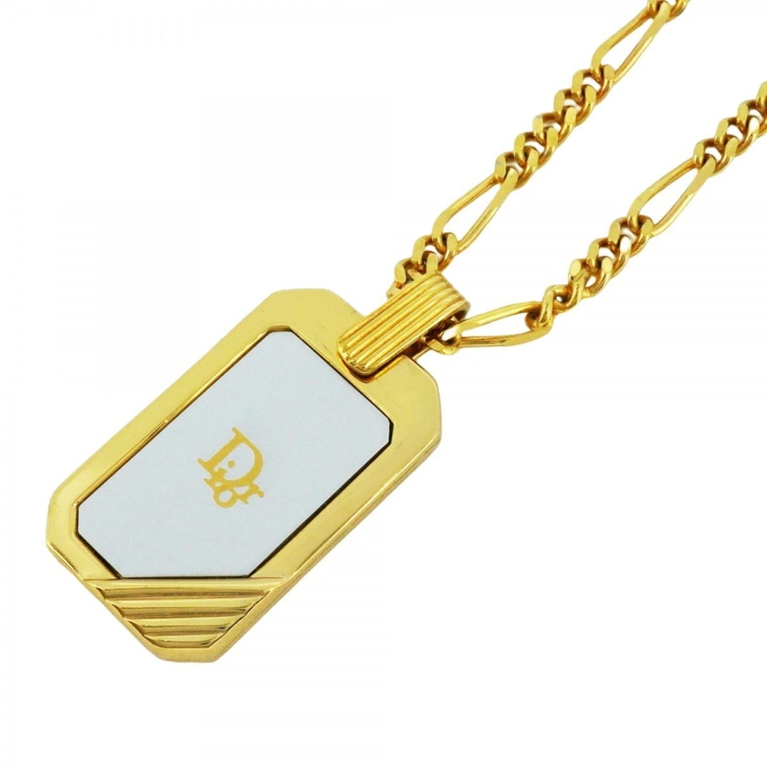 Christian Dior Necklace Plate GP Plated Gold White Ladies: --- Catalog ---Category: SizePendant Size: 31mm x 15.1mm / 1.22'' x 0.59''Neck Circumference: 39 cm - 44.5 cm / 15.35'' - 17.51''Category: DesignColor: Gold, WhiteGender: WomenMaterial: Gold platingNe