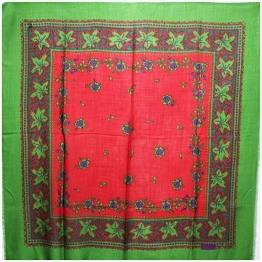 Givenchy Wool Silk Large Stole Scarf Green x Red GIVENCHY Women's (1 of 10)