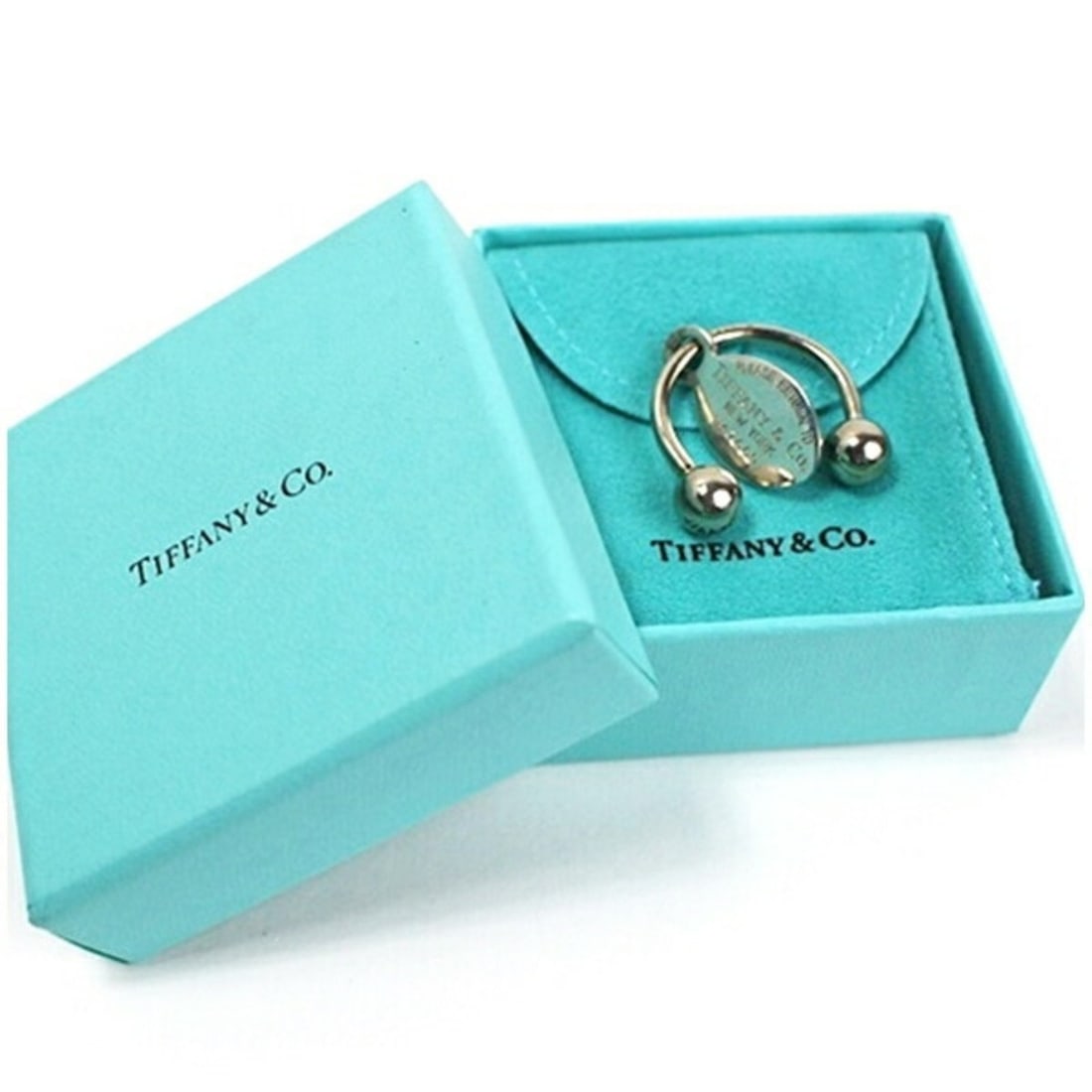 Tiffany Return to Oval Tag Screwball Key Ring Silver 925 TIFFANY&Co Ladies (1 of 7)