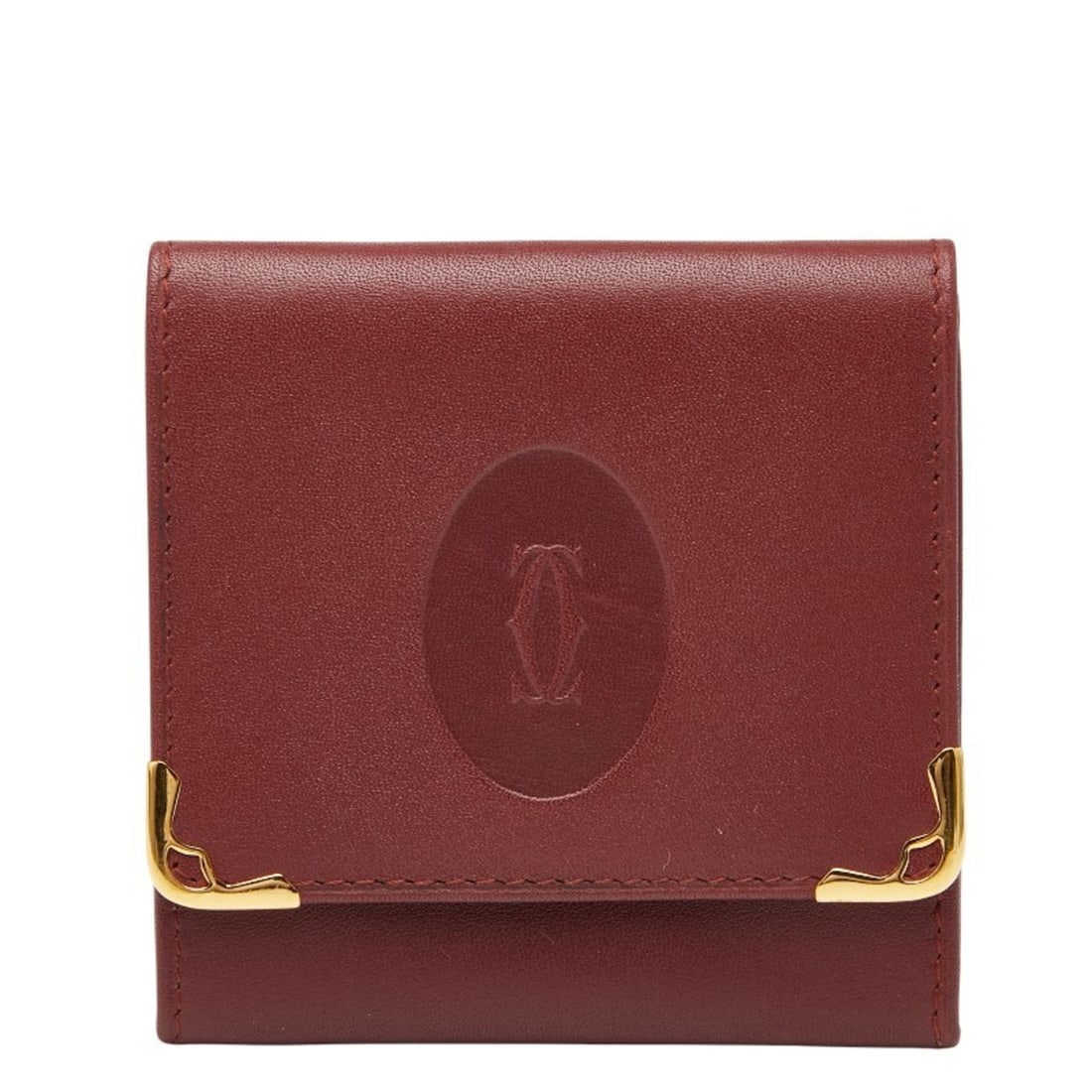Cartier Must Line Wallet/Coin Case Wine Red Gold Leather Women's CARTIER: --- Catalog ---Category: SizeSize (HxWxD): 8cm x 8cm x 1cm / 3.14'' x 3.14'' x 0.39''Category: DesignType: Coin purse/coin caseColor: Wine redGender: WomenMaterial: Leather Category: GeneralBrand: Car