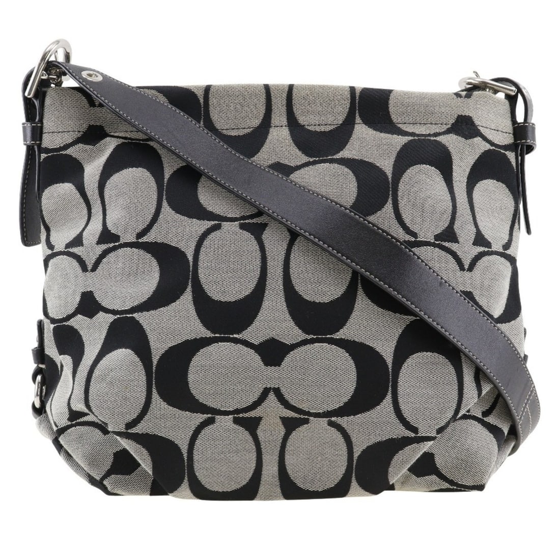 Coach COACH Signature Shoulder Bag F15067 Canvas Black/Gray A5 Women's: --- Catalog ---Category: SizeSize (HxWxD): 27cm x 33cm x 12cm / 10.62'' x 12.99'' x 4.72''Category: DesignType: Shoulder bagColor: Black, GrayGender: WomenMaterial: Canvas Category: GeneralBrand: Coac