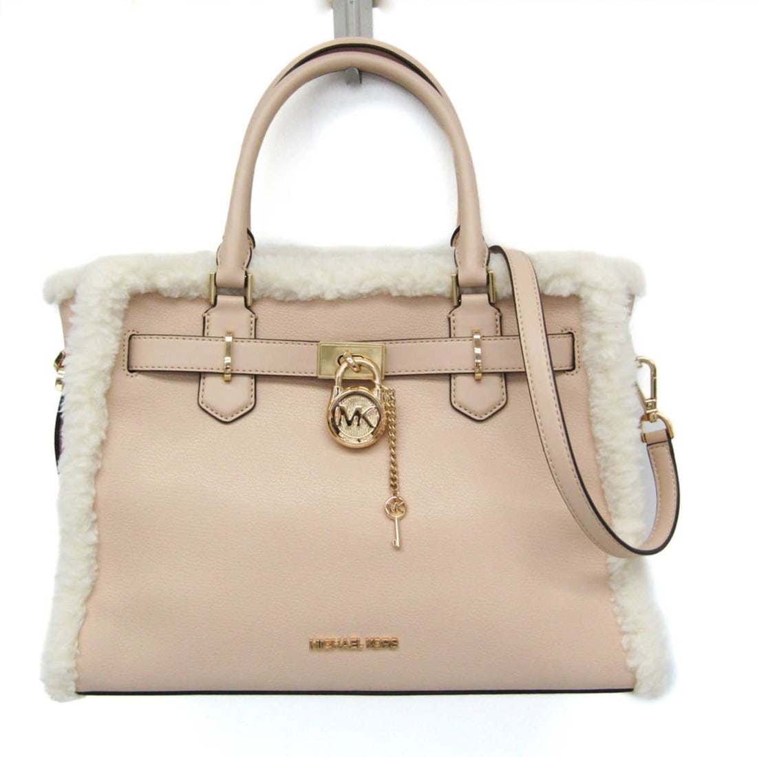 Michael Kors Hamilton Satchel Bag Women's Leather,Fur Shoulder Bag,Tote Bag Pink Beige (1 of 11)