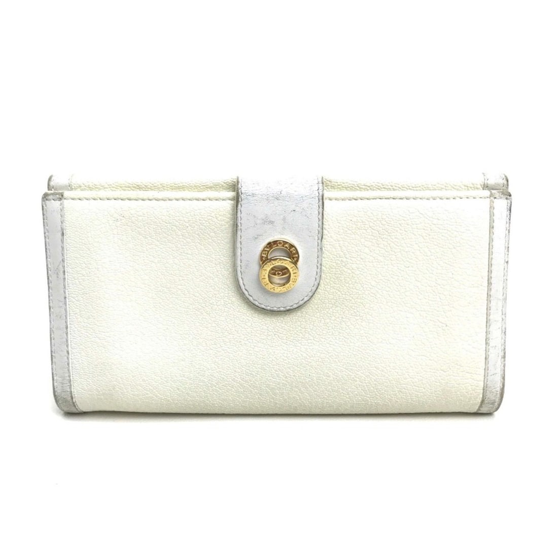 Bvlgari goat leather cowhide Double Snap long wallet tri-fold Long Wallet White (1 of 11)