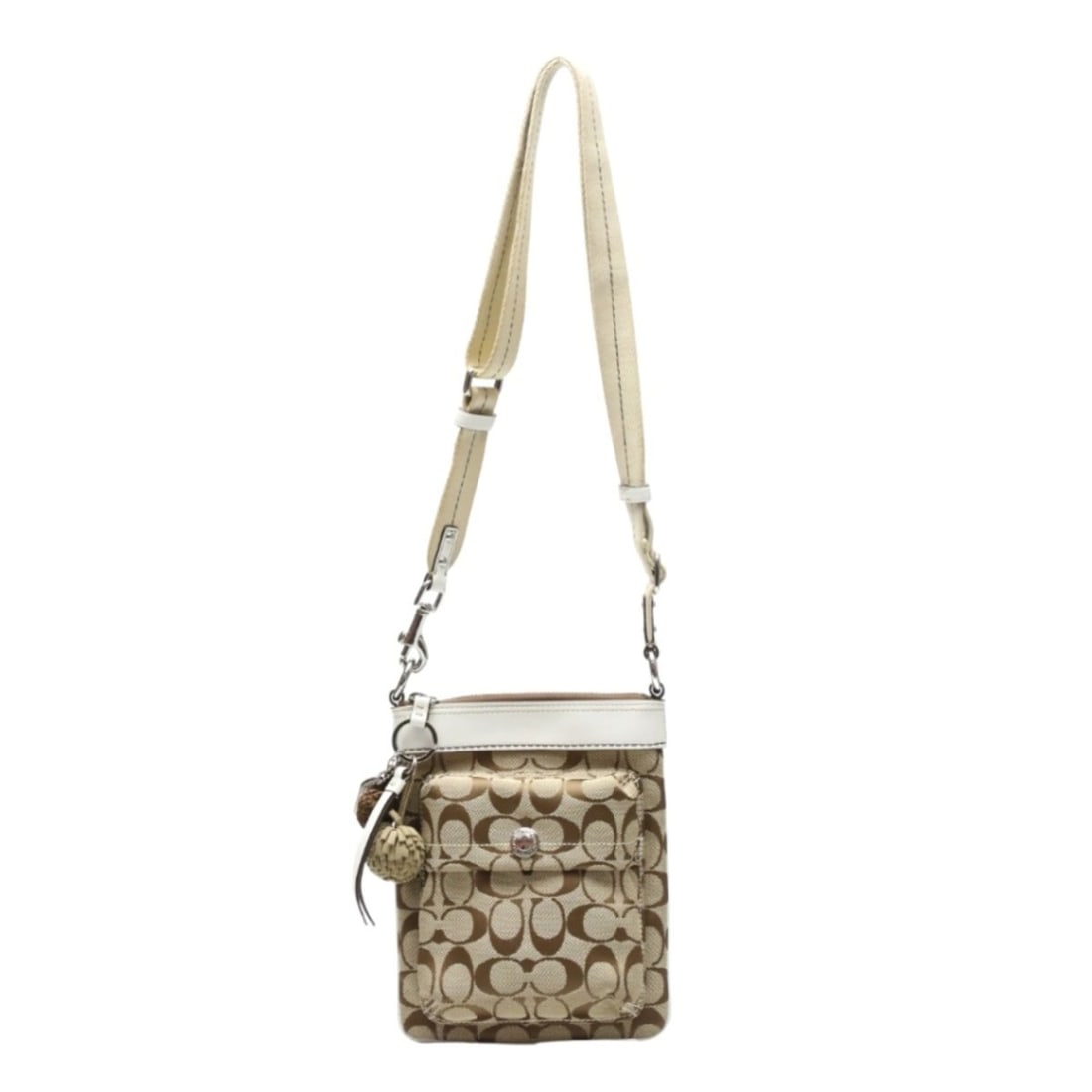 Coach Signature Swing Canvas Shoulder Bag, 7082, Khaki and White (1 of 15)
