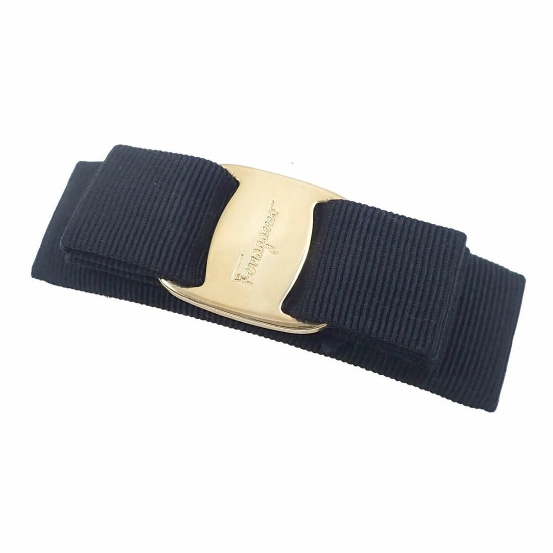 Salvatore Ferragamo Ferragamo Vara Ribbon Barrette for Women, Black, Cotton, Metal, Hair, A216557 (1 of 13)