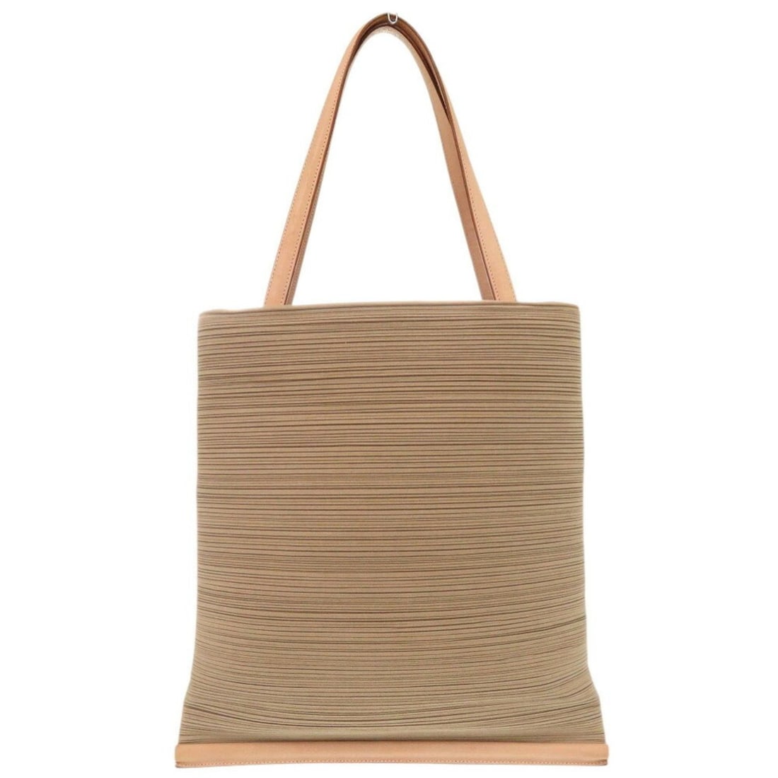 Issey Miyake PLEATS PLEASE PP62-AG402 Polyester Polyurethane Leather Beige Tote Bag 1773ISSEY MIYAKE: --- Catalog ---Category: SizeSize (HxWxD): 39cm x 36cm / 15.35'' x 14.17''Category: DesignType: Tote bagColor: BeigeGender: WomenMaterial: Polyester , Elastane , Leather Category: GeneralBrand: Issey 