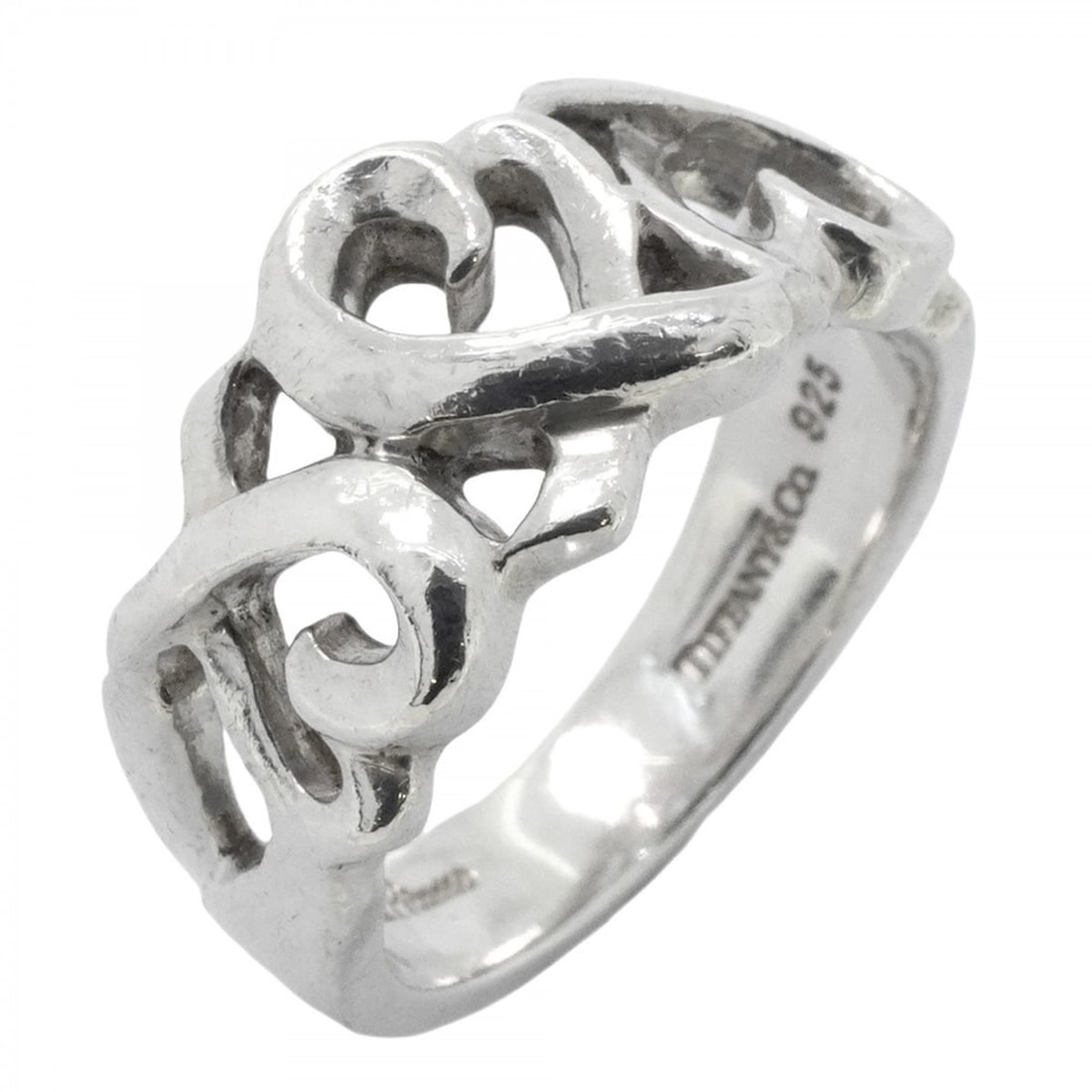 Tiffany Ring Paloma Picasso Triple Loving Heart Silver 925 Size 10 Ladies: --- Catalog ---Category: SizeOther Size: 10Category: DesignType: Band ringGender: WomenMaterial: Silver 925Category: GeneralBrand: Tiffany--- Item List ---Section: ConditionRanking: Rank AB Used - Tra