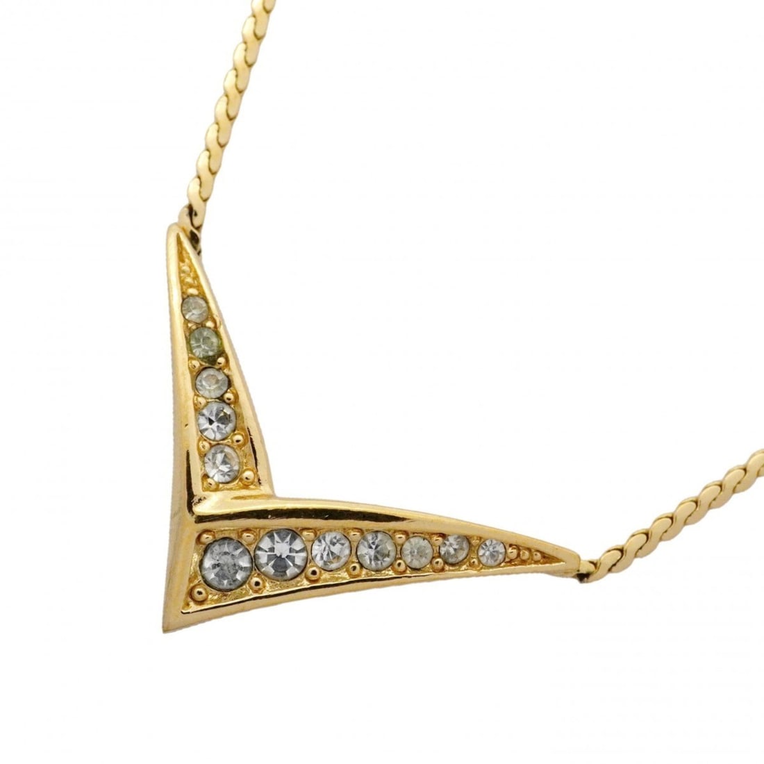 Christian Dior Necklace, GP Plated, Rhinestone, Gold, Women's: --- Catalog ---Category: SizePendant Size: 15.4mm x 26.1mm / 0.6'' x 1.02''Neck Circumference: 40.5 cm - 45 cm / 15.94'' - 17.71''Category: DesignColor: GoldGender: WomenMaterial: Gold plating, Rhines