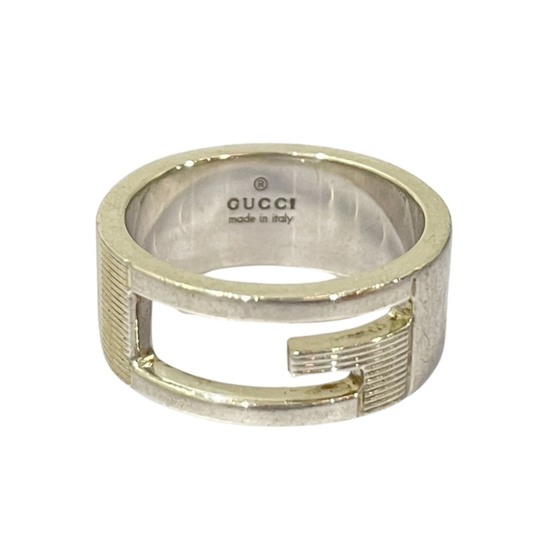 GUCCI Gucci Silver 925 Ring G Logo Men's 20489040: --- Catalog ---Category: SizeOther Size: 12Category: DesignType: Band ringGender: Men,WomenMaterial: Silver 925Category: GeneralBrand: Gucci--- Item List ---Section: ConditionRanking: Rank AB Used - T