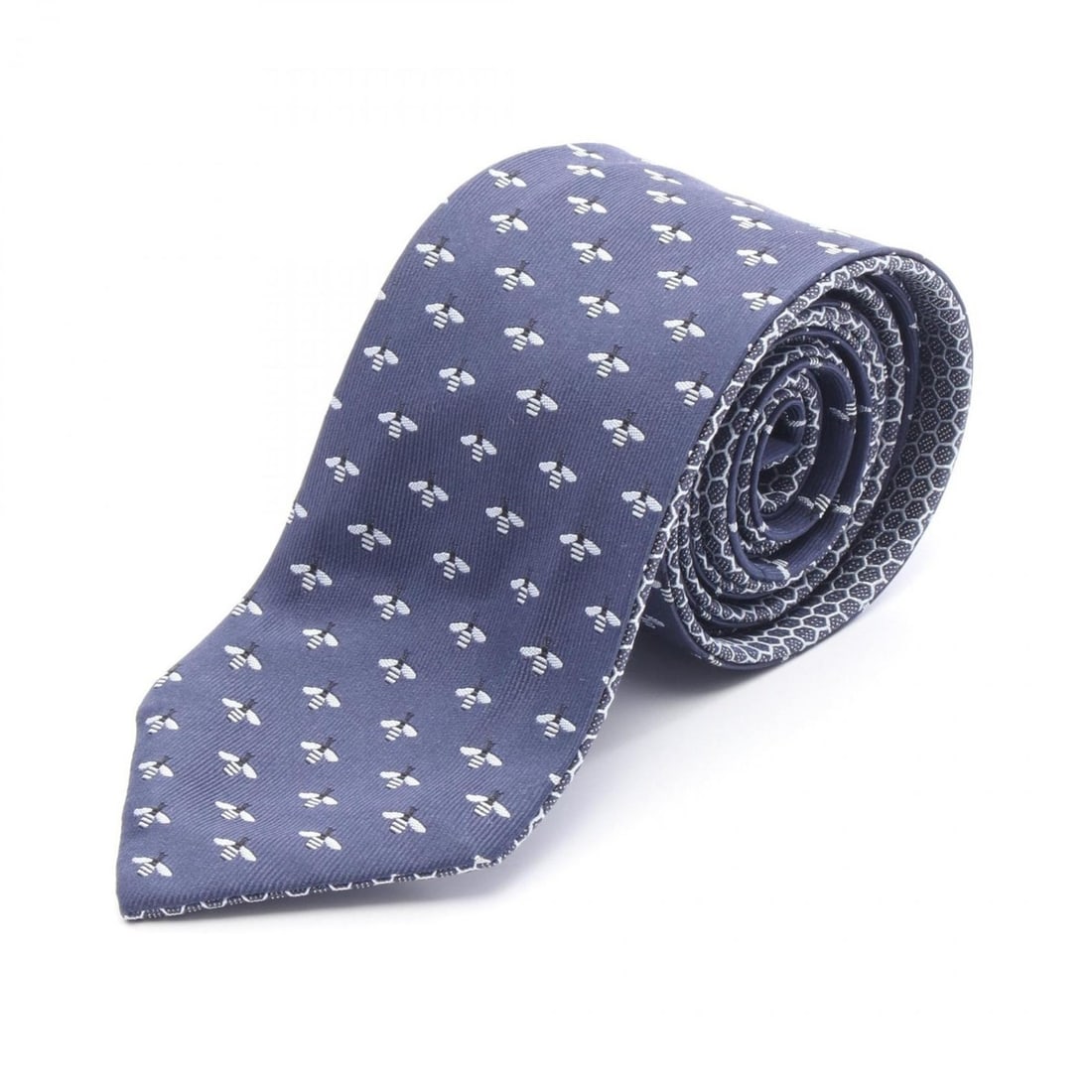 BVLGARI Double-Faced Tie, Silk, Men's, Navy/White (1 of 9)