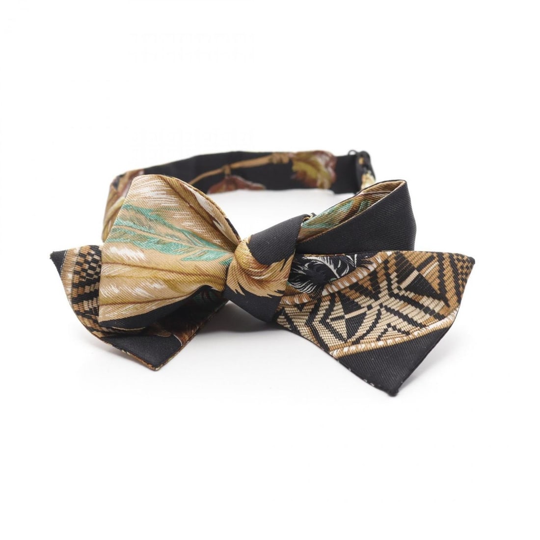 HERMES Necktie Clothing Silk Men's Black Beige Multicolor (1 of 9)