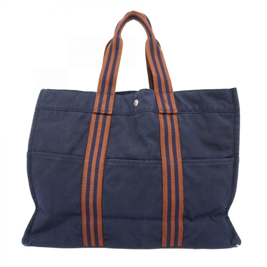 Hermes Tote Bag Foult GM Canvas Navy Men's Women's: --- Catalog ---Category: SizeSize (HxWxD): 34cm x 46cm x 15cm / 13.38'' x 18.11'' x 5.9''Category: DesignType: Tote bagColor: NavyGender: Men,WomenMaterial: Canvas Hardware Color: SilverCategory: Gene