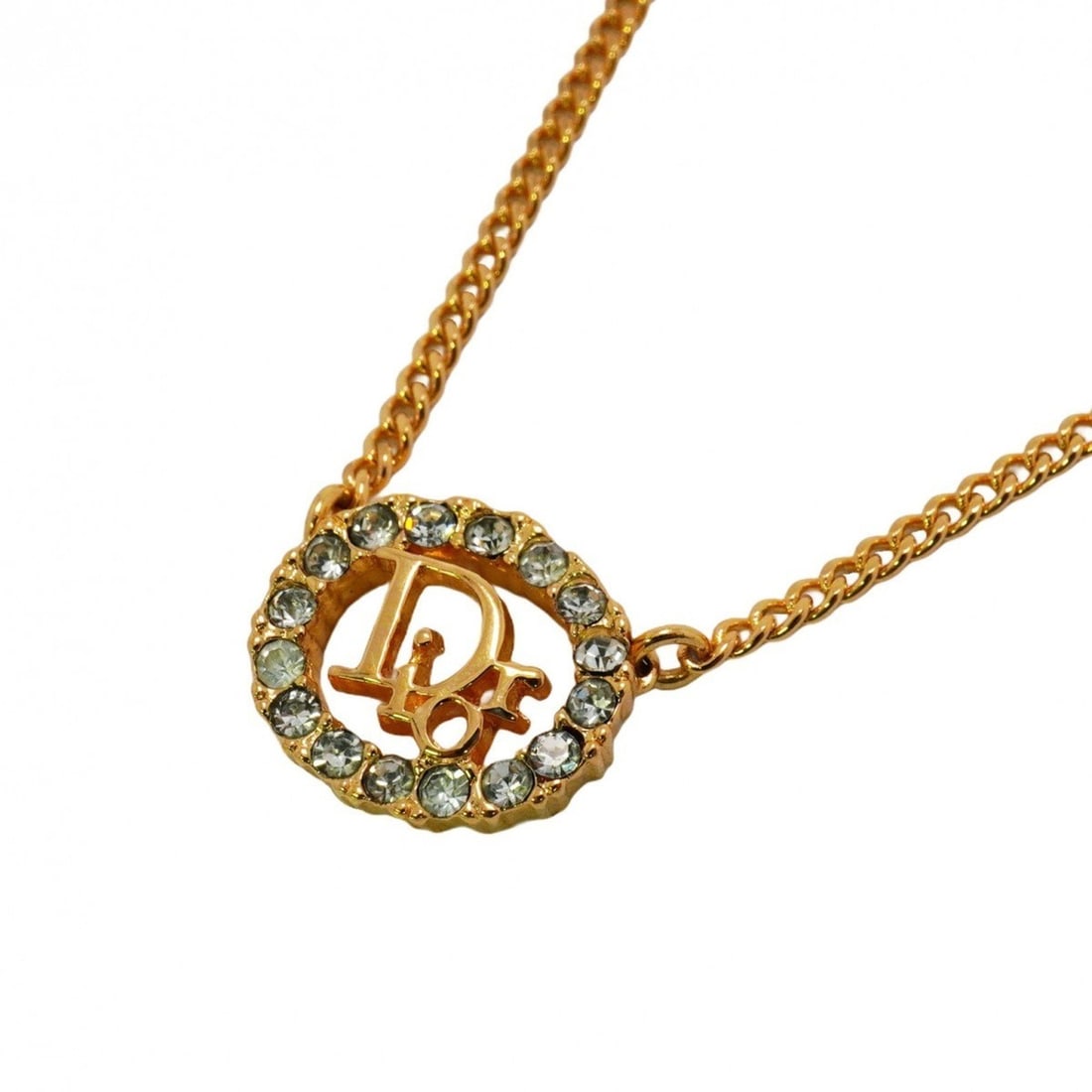 Christian Dior Necklace Oval GP Plated Rhinestone Gold Ladies: --- Catalog ---Category: SizePendant Size: 13.6mm x 16.3mm / 0.53'' x 0.64''Neck Circumference: 38 cm - 44 cm / 14.96'' - 17.32''Category: DesignColor: GoldStone: RhinestoneGender: WomenMaterial: Gold