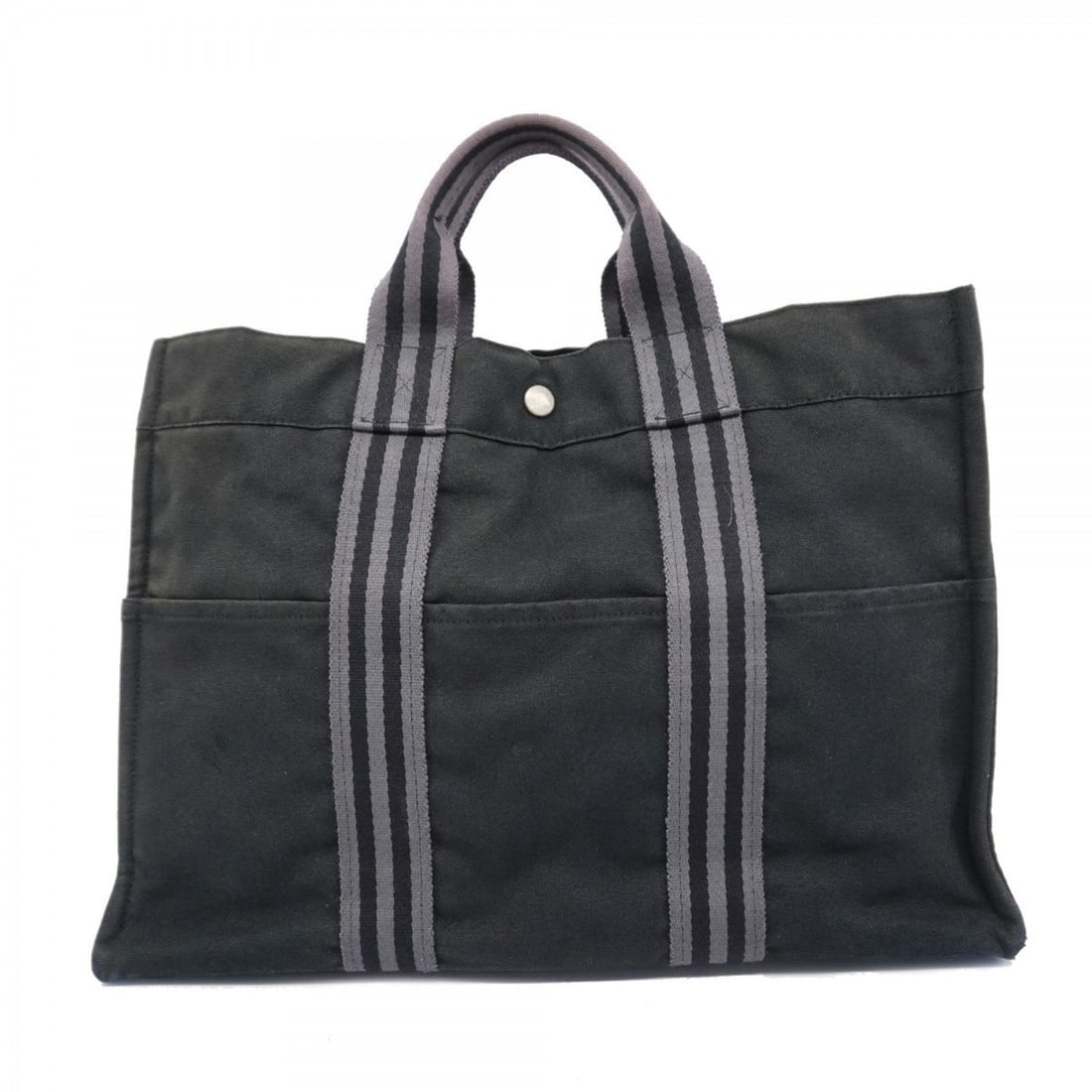 Hermes Tote Bag Foult MM Canvas Black Women's: --- Catalog ---Category: SizeSize (HxWxD): 30cm x 42cm x 10cm / 11.81'' x 16.53'' x 3.93''Category: DesignType: Tote bagColor: BlackGender: WomenMaterial: Canvas Hardware Color: SilverCategory: Genera