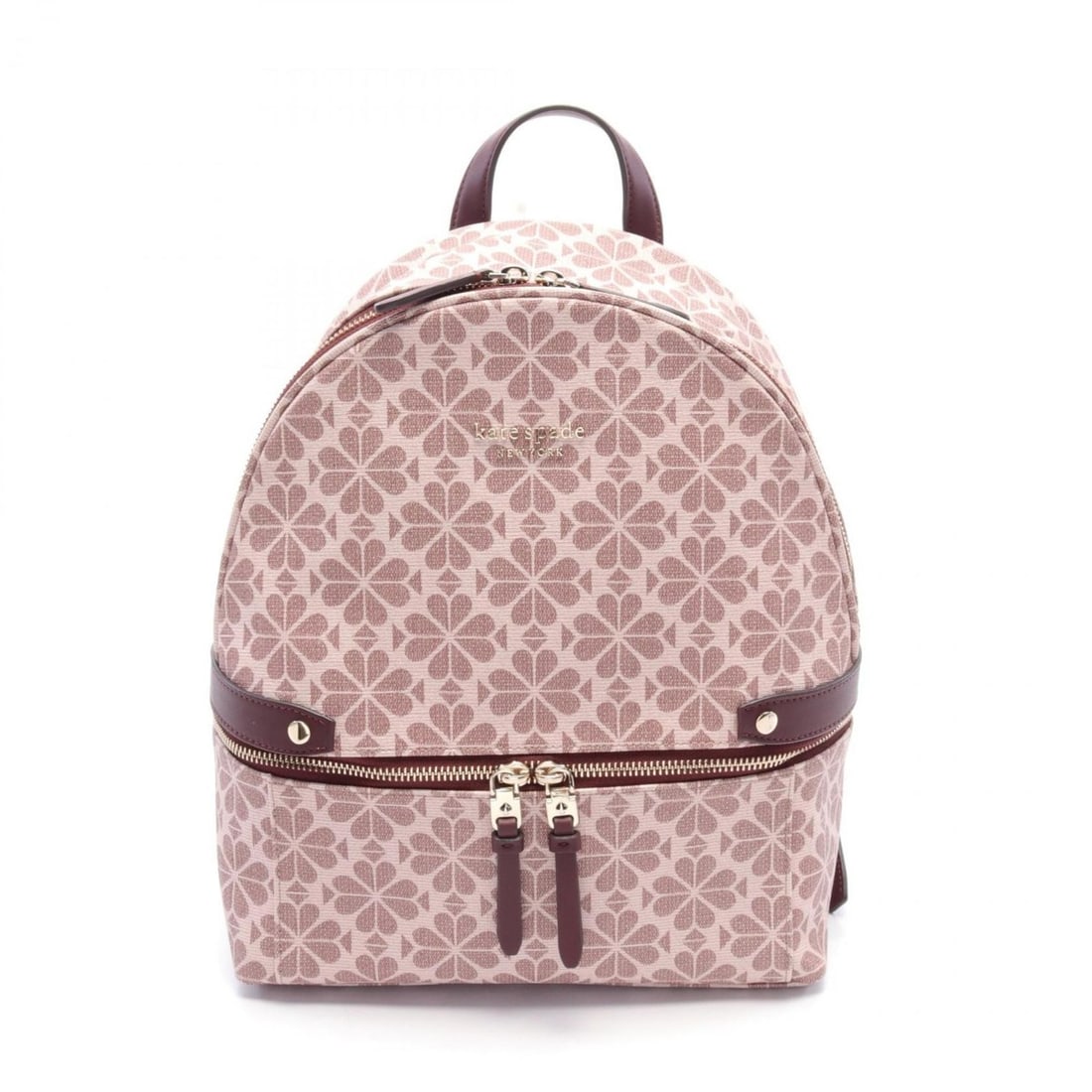 Kate Spade Daypack Flower Medium Rucksack Backpack Bag Coated Canvas Leather Women's Pink Bordeaux (1 of 10)