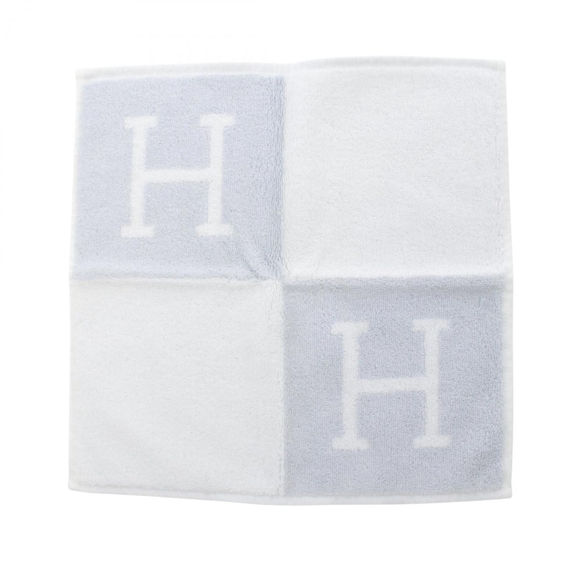 Hermes HERMES Carre Towel Avalon Blue Glacier Clothing Cotton Men's Women's White (1 of 12)