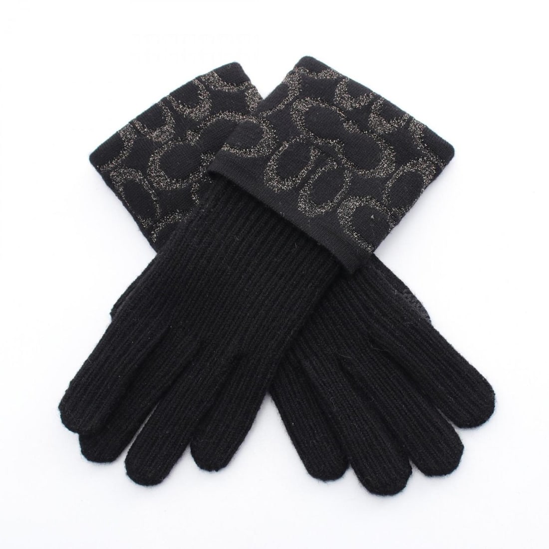 COACH Signature Gloves Clothing Wool Nylon Women's Black (1 of 6)