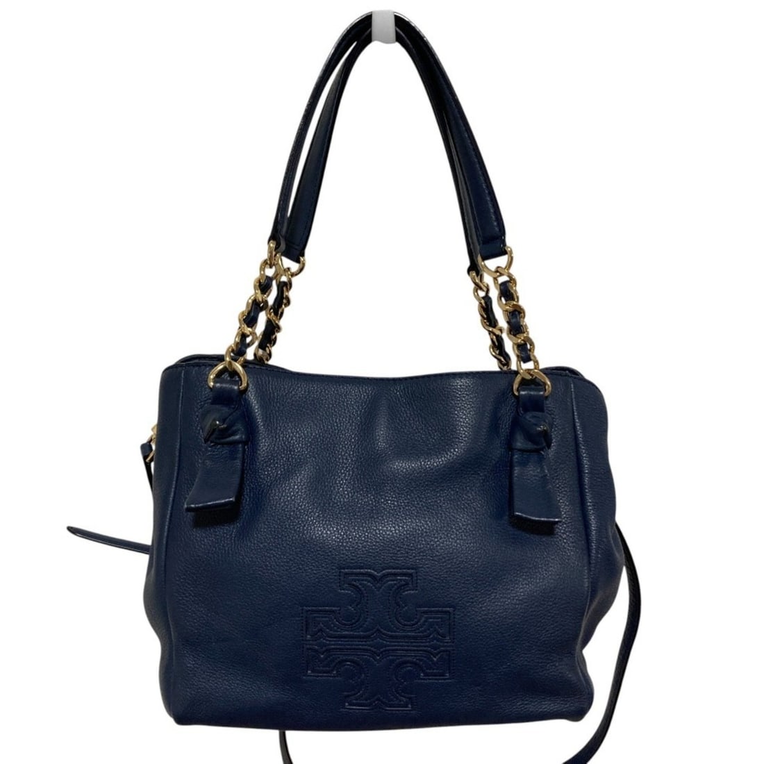 TORY BURCH Women's Leather 2-Way Satchel Chain Shoulder Bag in Navy: --- Catalog ---Category: SizeSize (HxWxD): 21.5cm x 24cm x 11cm / 8.46'' x 9.44'' x 4.33''Category: DesignType: Shoulder bagColor: NavyGender: WomenCategory: GeneralBrand: Tory Burch--- Item List ---S