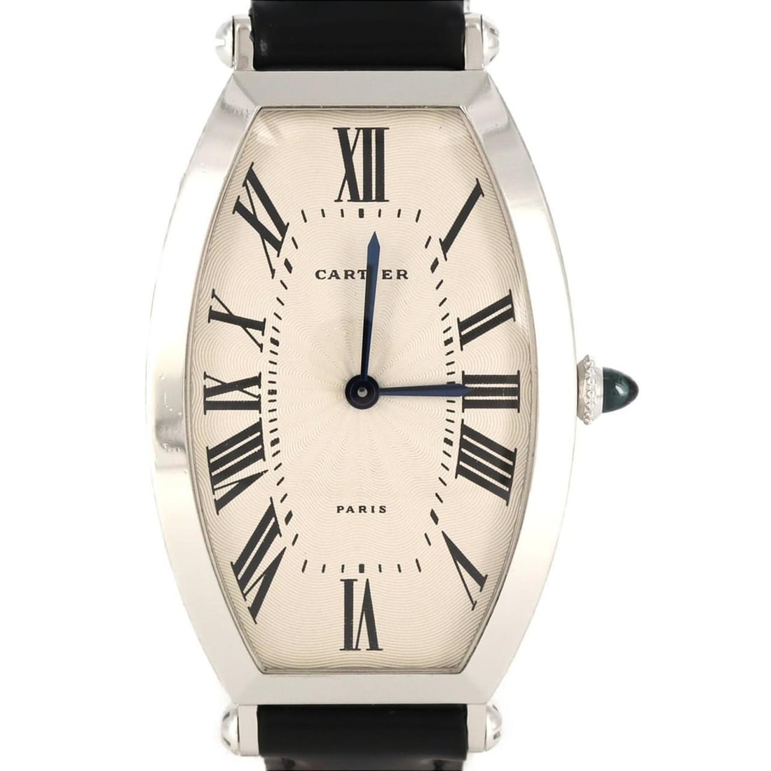 Cartier Tonneau LM PT W1509551 Watch Manual Winding: --- Catalog ---Category: SizeCase Diameter: 26.5mm / 1.04''Category: DesignType: WristwatchGender: MenColor (Band): BlackColor (Dial): SilverMaterial (Case): PlatinumCategory: GeneralBrand: CartierCat