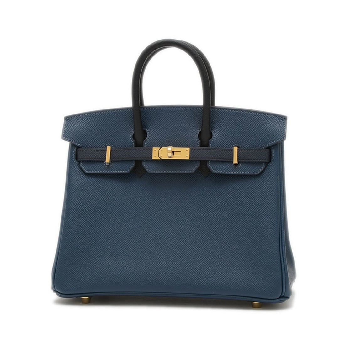 Hermes Birkin 25 Handbag Epson Blue de Plus Indigo Black W Engraved (1 of 8)