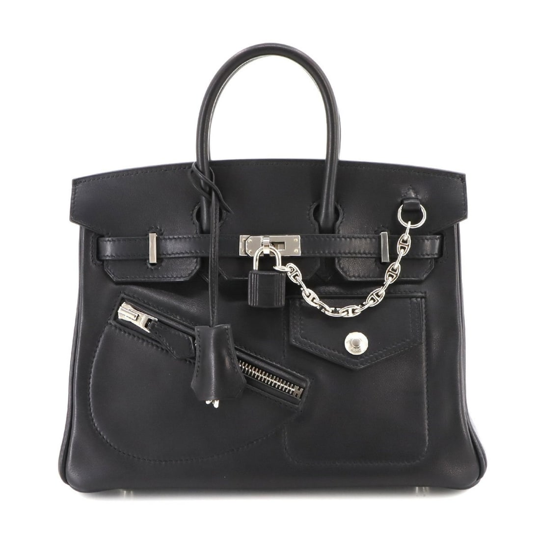Hermes Birkin 25 Rock Handbag Volupt Black B Stamp Silver Hardware: --- Catalog ---Category: SizeSize (HxWxD): 20cm x 25cm x 13cm / 7.87'' x 9.84'' x 5.11''Category: DesignType: HandbagColor: BlackGender: Women,MenHardware Color: SilverCategory: GeneralBrand: Hermes--