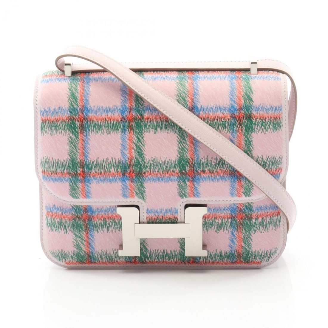 Hermes Hermès Constance 3 Mini Tartan Shoulder Bag in Swift Leather, Pink Multicolor (1 of 13)