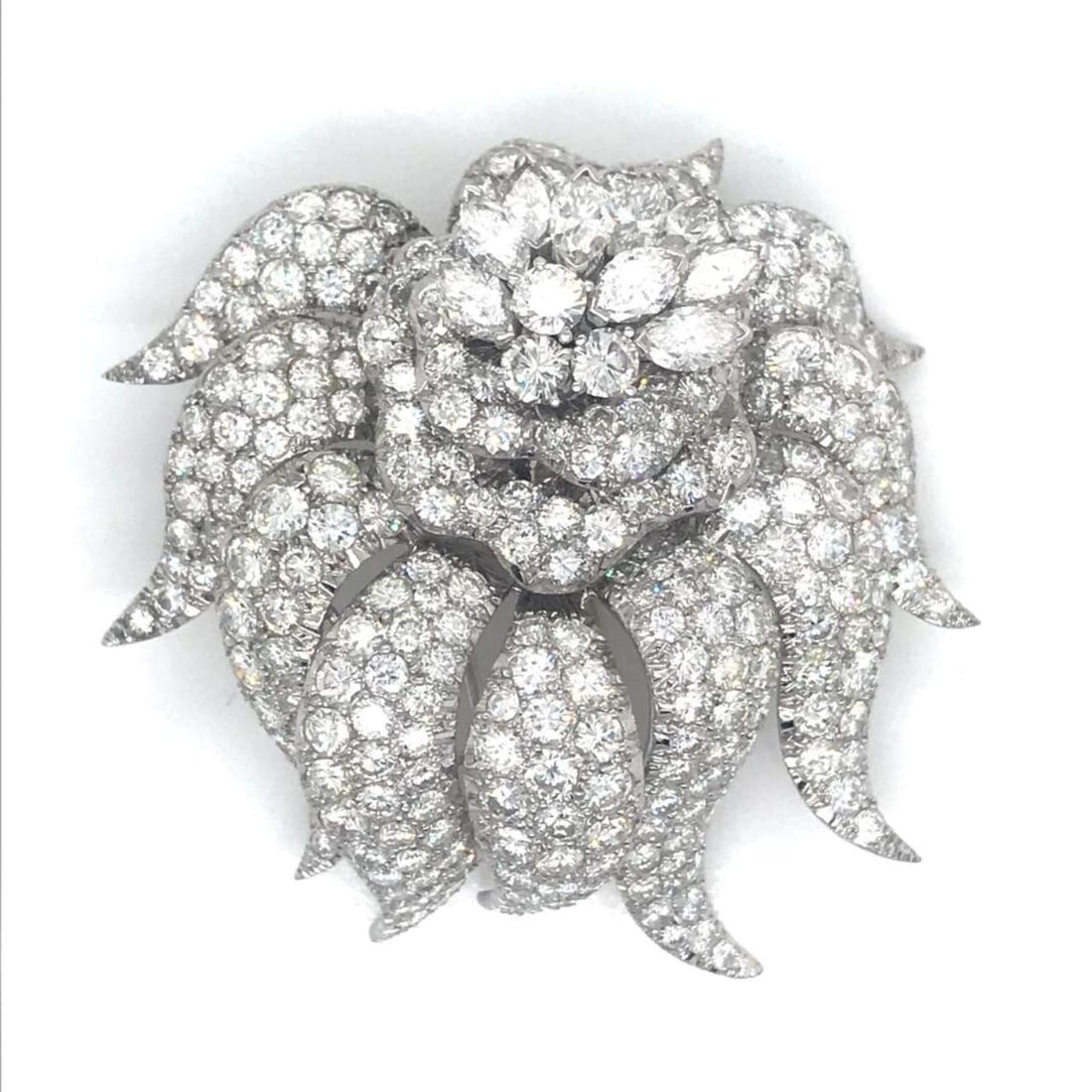 1950's 20.00 Ct.* Diamond Brooch: 1950's Platinum 20.00 Ct. Diamond BroochWeighing 38.7 gramsSet with app. 20.00 Ct. of DiamondsE-F Color VVS-VS Clarity